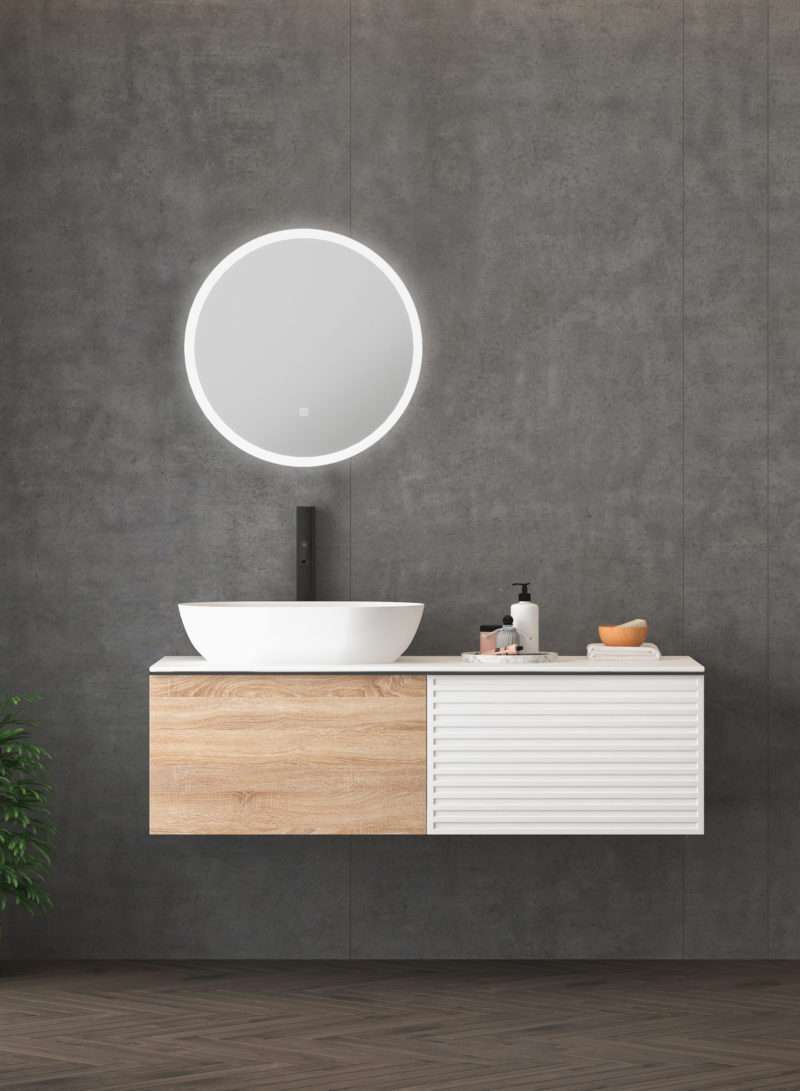 NxtGen Oregon LED 600mm Round Illuminated Bathroom Mirror with Demist Pad