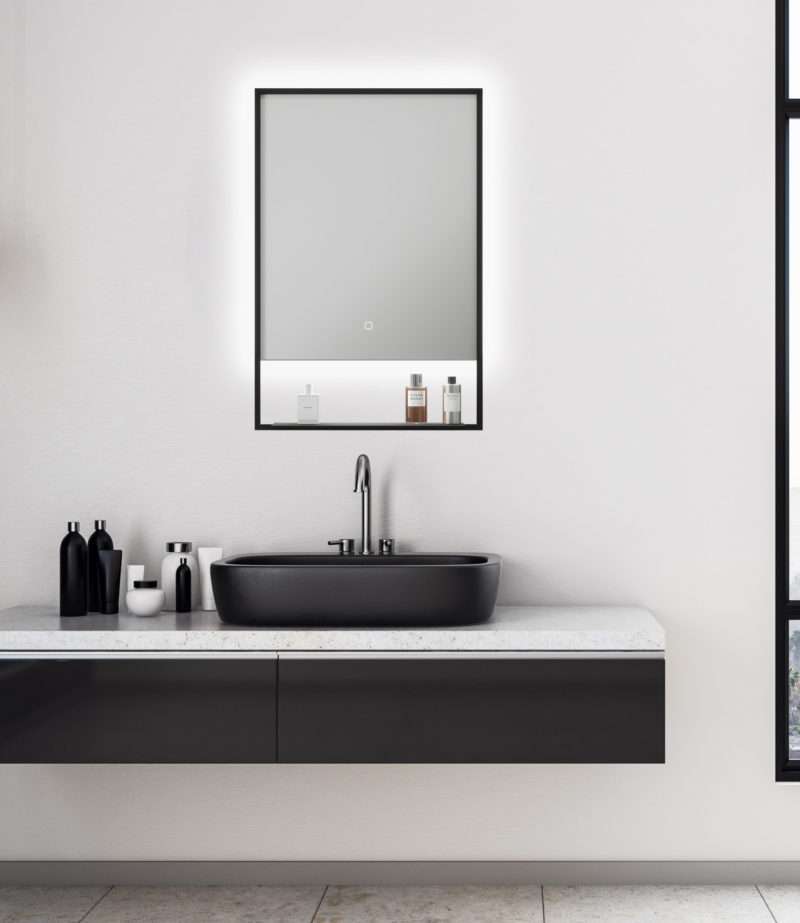 NxtGen Rhodes LED 500x700mm Illuminated Bathroom Mirror with Demist Pad and Shelf
