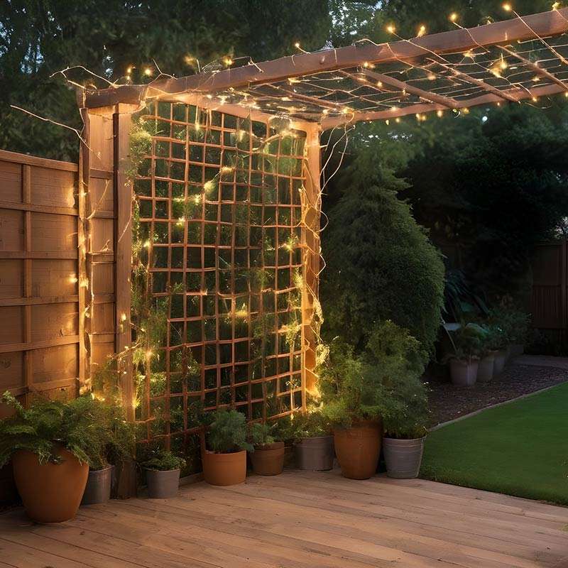 LED-copper-wire-fairy-lights-wrapped-around-a-trellis