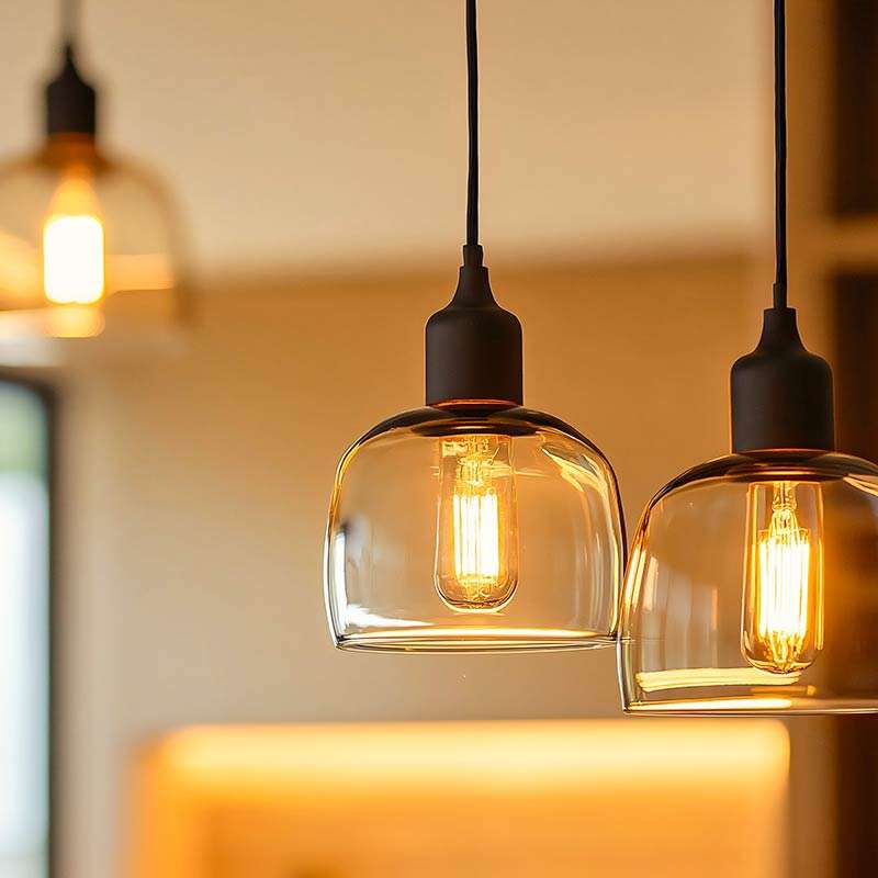 Antique LED light bulbs in living room