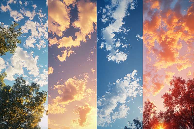 The sky split into the four seasons.
