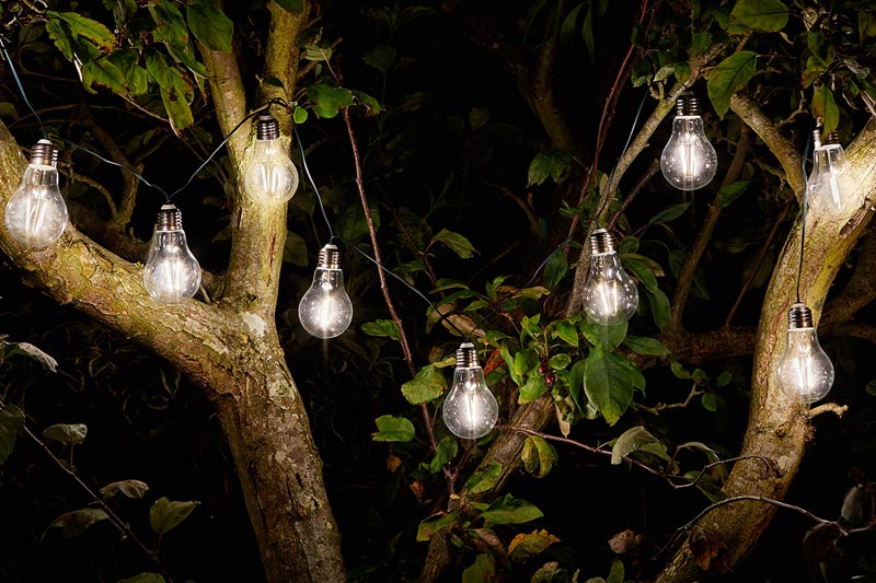 Use solar powered light bulbs outdoors