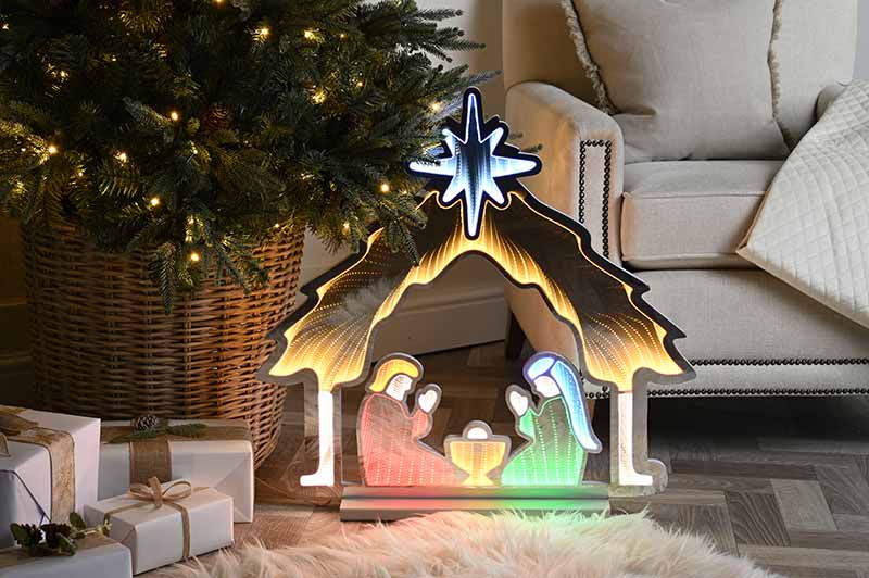 Festive 65cm Nativity Scene Infinity Light