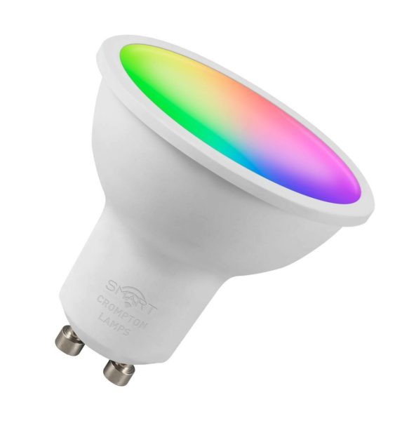 Crompton Lamps LED Smart Wifi GU10 Spotlight 5W Dimmable RGB and Cool White 100° Opal