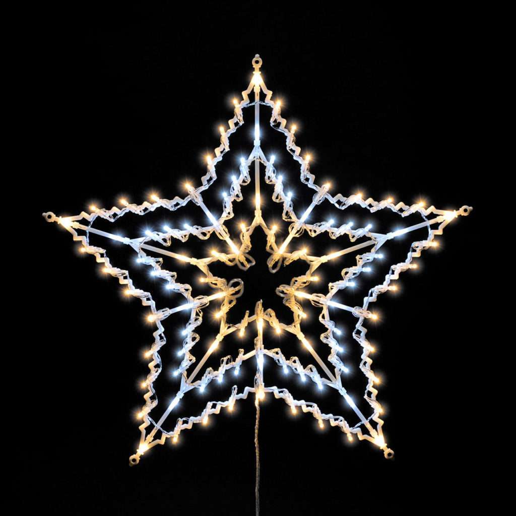 Festive Chasing Window Star Light 100 White & Warm White LEDs