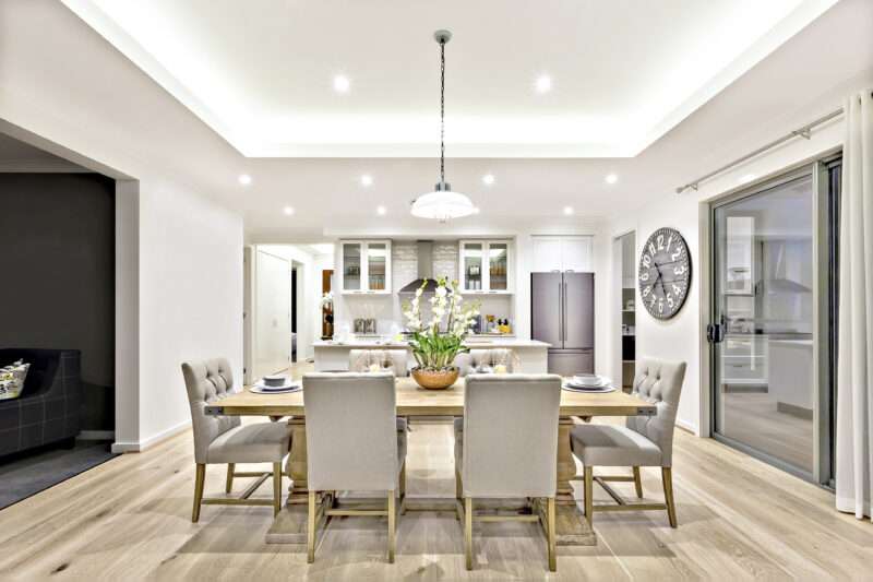 Modern dining room beside the kitchen ready to serve