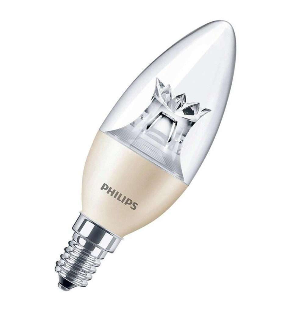 Philips LED DimTone Candle Light Bulb 5.5W E14 Dimmable Master Warm White Clear