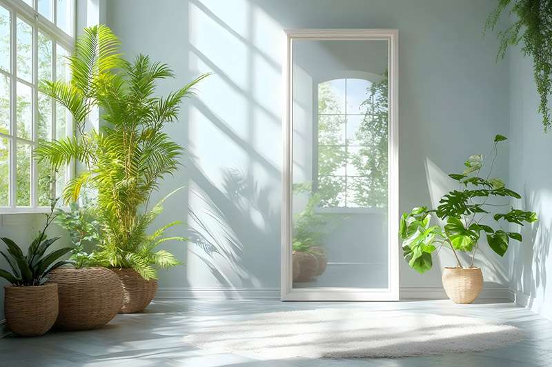 reflective surface lighting - a mirror helps brighten a room up